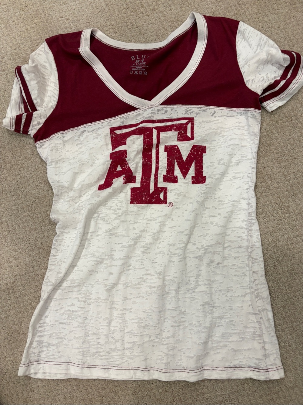 Blue 84 Maroon and White Texas A&M Short Sleeve Tee